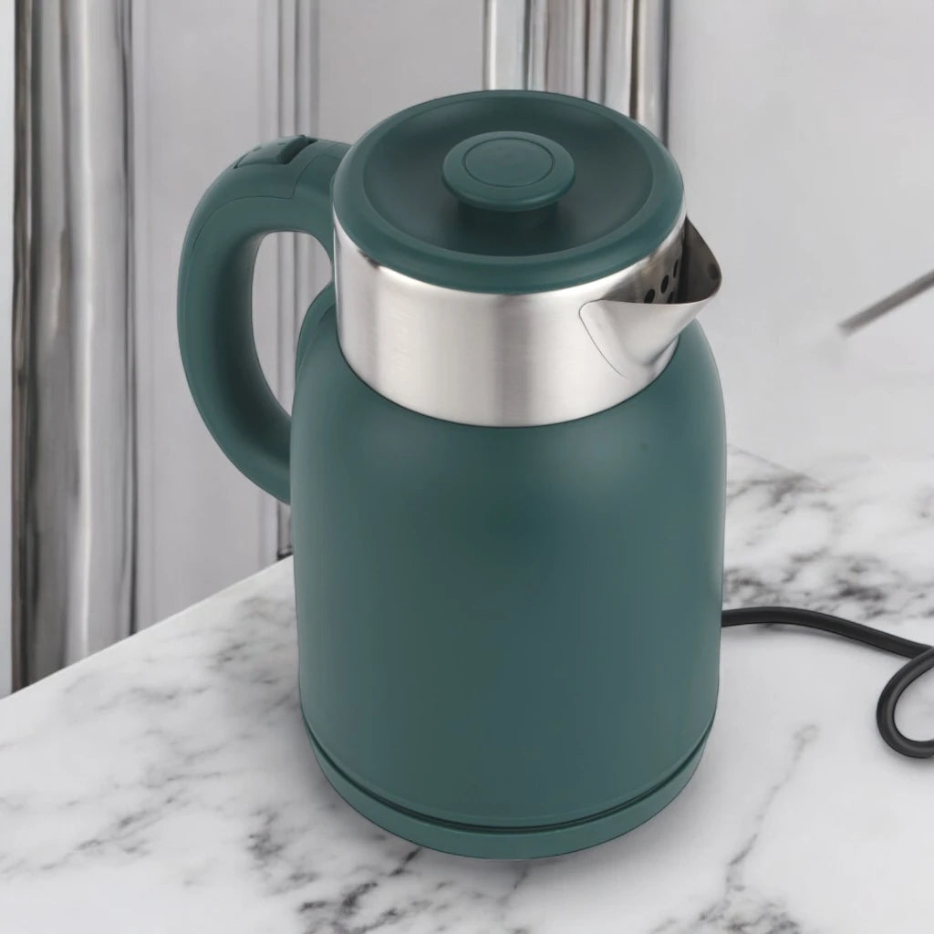 Olsenmark 1.5L Double Layer Electric Kettle OMK7027 – 1500W Stainless Steel Cool-Touch Kettle with 360° Rotating Base, Auto Shut-Off, Overheat & Boil-Dry Protection – Green - Damoo