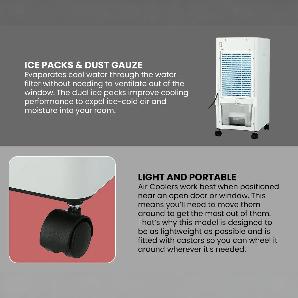 Olsenmark 3-in-1 Portable Air Cooler – Air Purifier, Humidifier & Cooling Fan | 6L Water Tank, Ice Packs, Adjustable Speed, Quiet Operation, Heater Function, 65W - OMAC1783 – White - Damoo