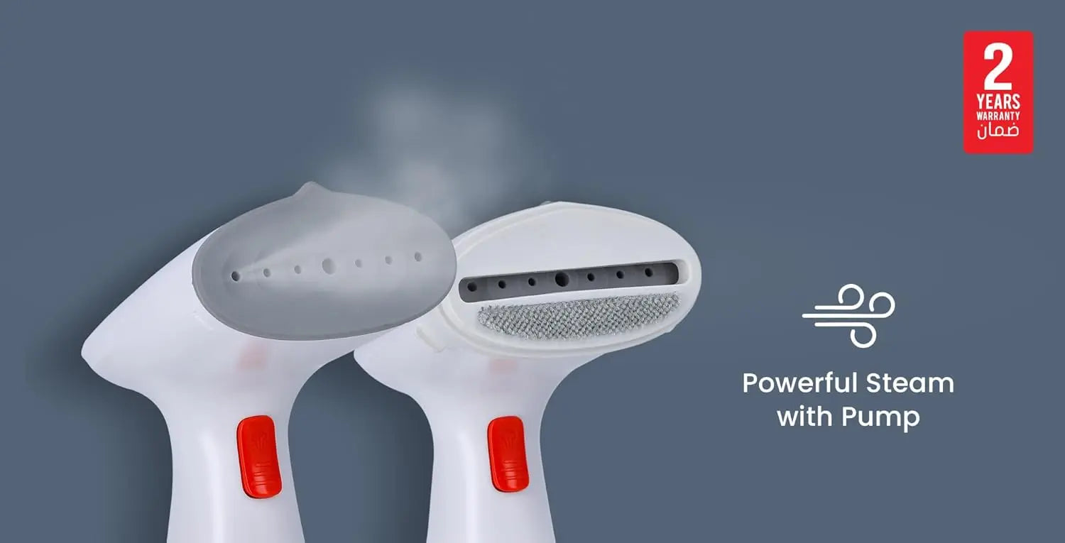 Olsenmark OMGS1817 Handheld Garment Steamer – 1000W Portable Fabric Steamer with 120ml Tank, Anti-Leak & Overheat Protection – Travel Size Clothes Steamer for All Fabrics – White - Damoo