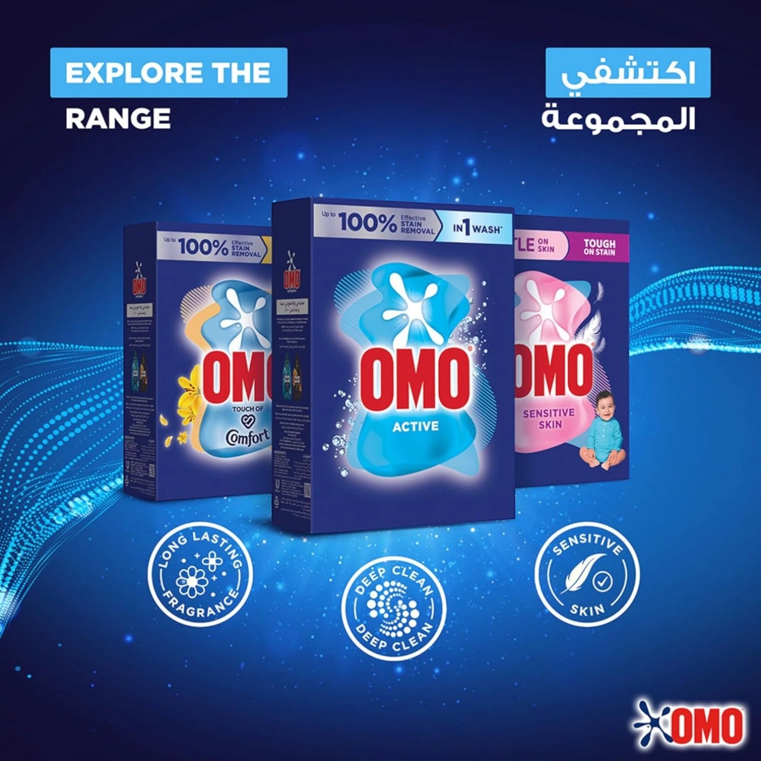 OMO Active Automatic Powder Laundry Detergent 10Kg โ Up to 100% Stain Removal in 1 Wash, Fresh Long-Lasting Fragrance, New Improved Formula for Tough Stains - Damoo