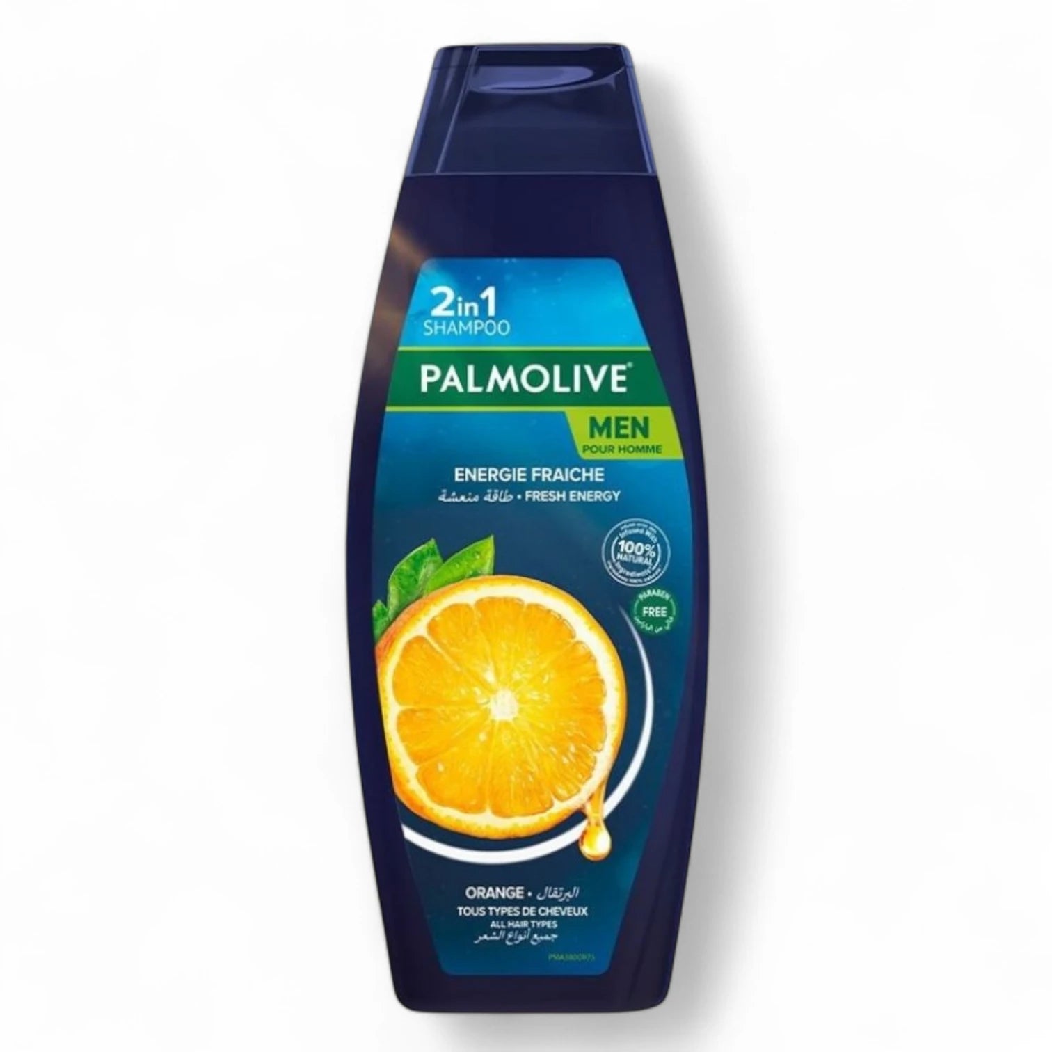 Palmolive Men Orange Fresh Energy Shampoo | With Real Orange Peel Oil | 100% Natural Ingredients | For All Hair Types | 3S Formula – Shiny, Smooth, Soft - Damoo