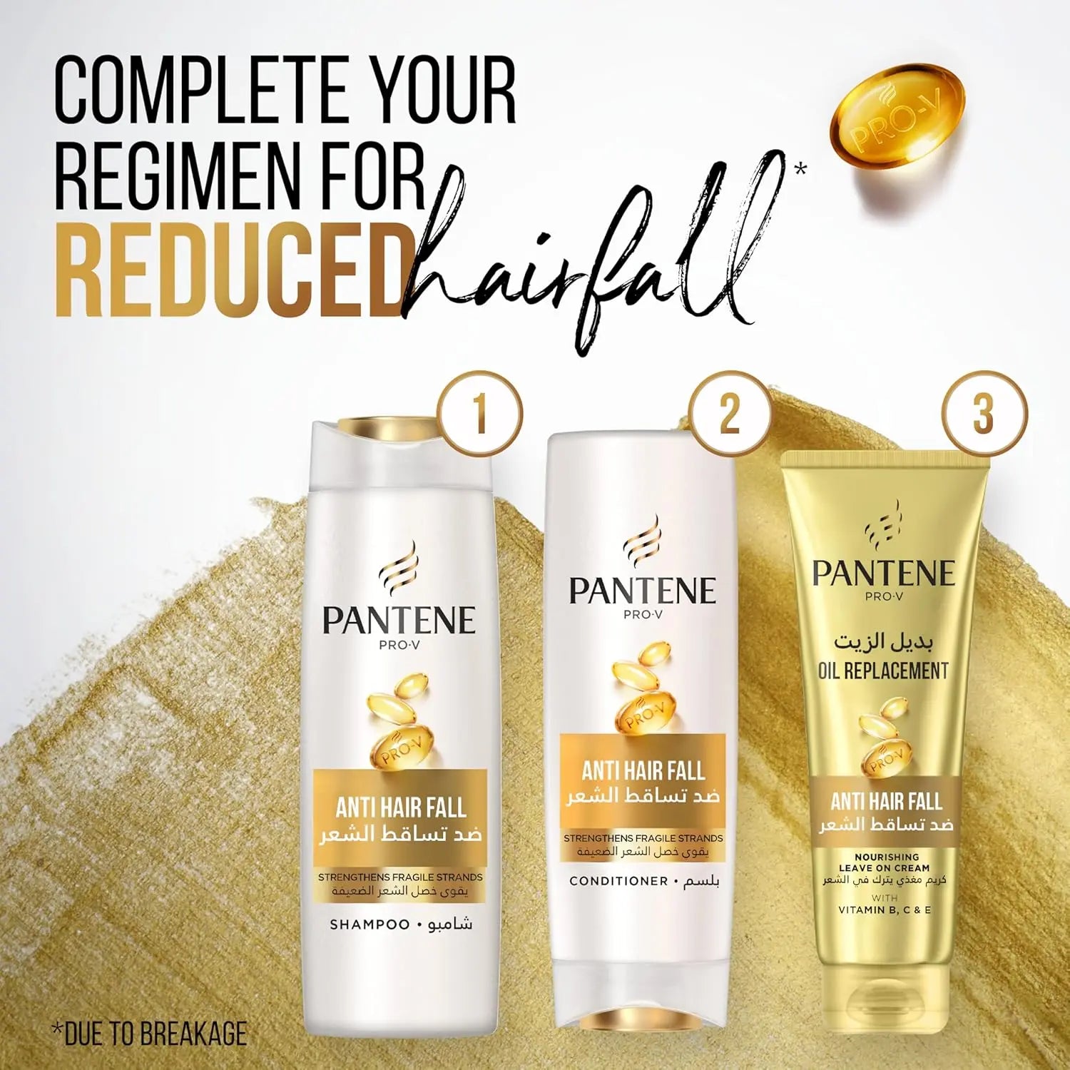 Pantene Pro-V Anti Hair Fall Shampoo 1000ml โ Strengthens Hair, Reduces Breakage & Hair Fall | For Damaged Hair | Daily Use - Damoo
