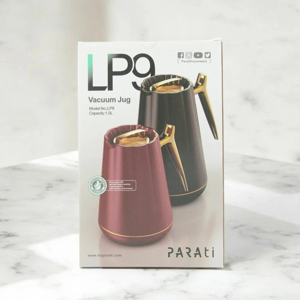 PARATI 1.0 Liters Vacuum Jug – Premium Double-Wall Borosilicate Glass Thermos Flask | Model LP9-10 | Leak-Proof, BPA-Free, Hot & Cold Beverage Container | Patented Design | Model LP9 | EN12546-1:2000 Certified - Damoo