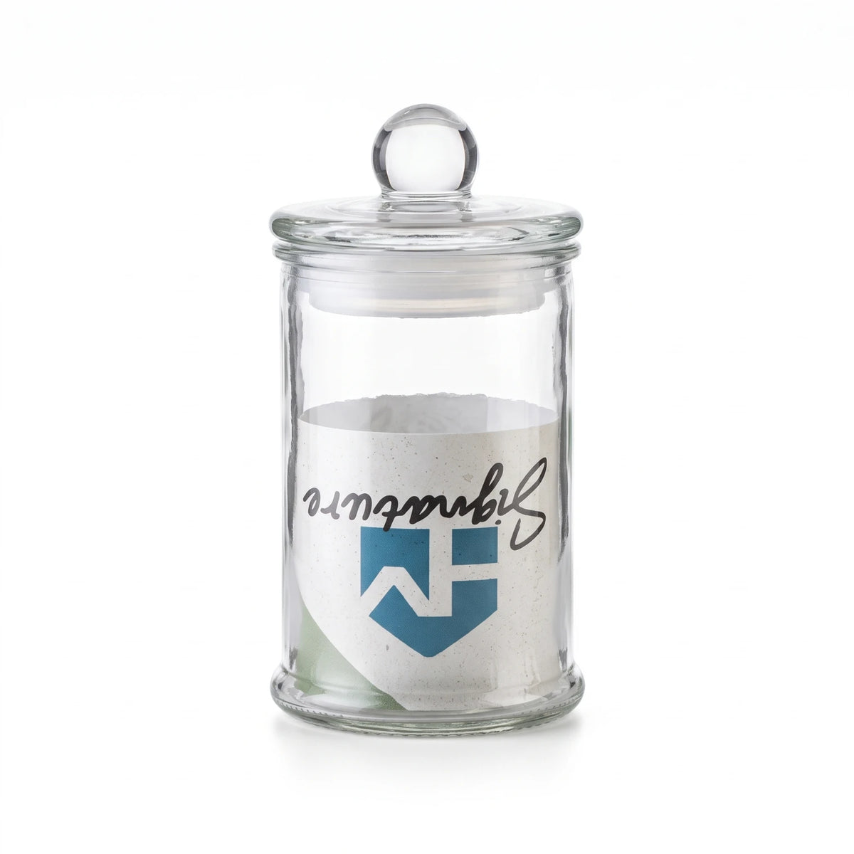 Signature Glass Storage Jar 150 Ml – Airtight Lid, Clear Glass Container with Rounded Stopper