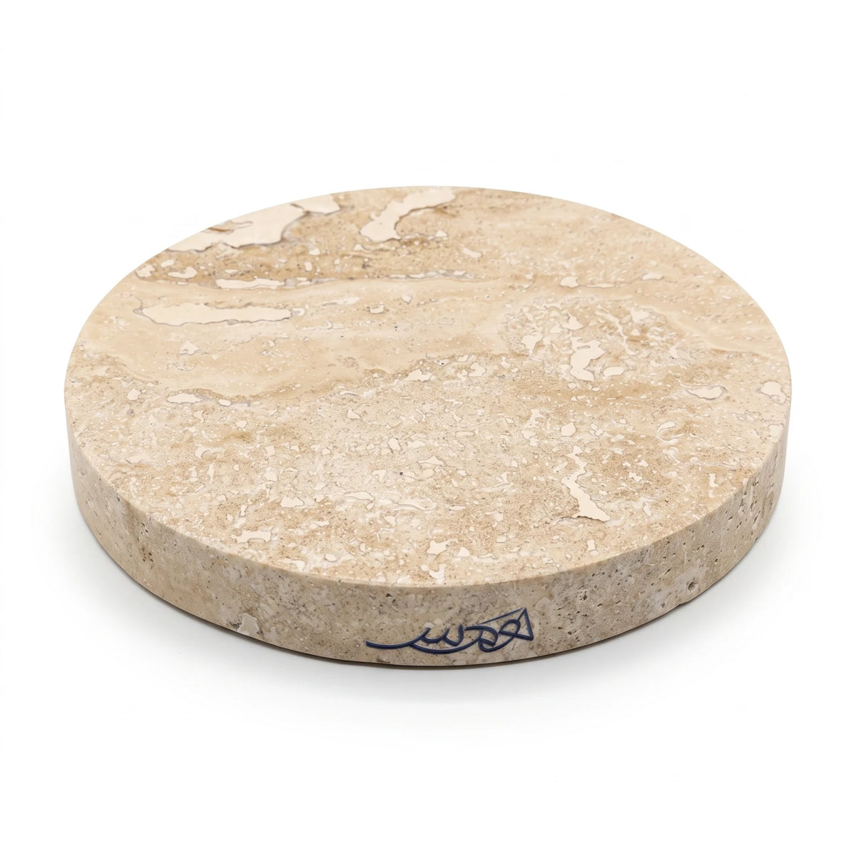 Round Marble Plate – 15 x 15 cm, 2 cm High | Beige and Cream Textured Plate