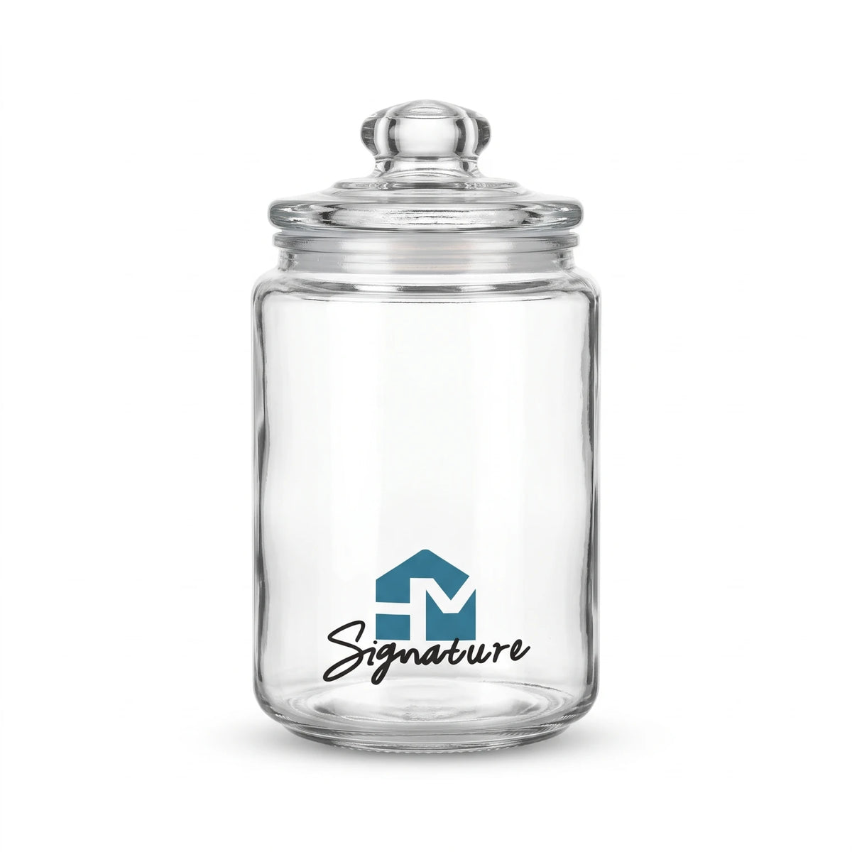 Signature 600 ML Glass Storage Jar – Airtight Lid, Clear Container with Decorative Knob for Organised Home Storage