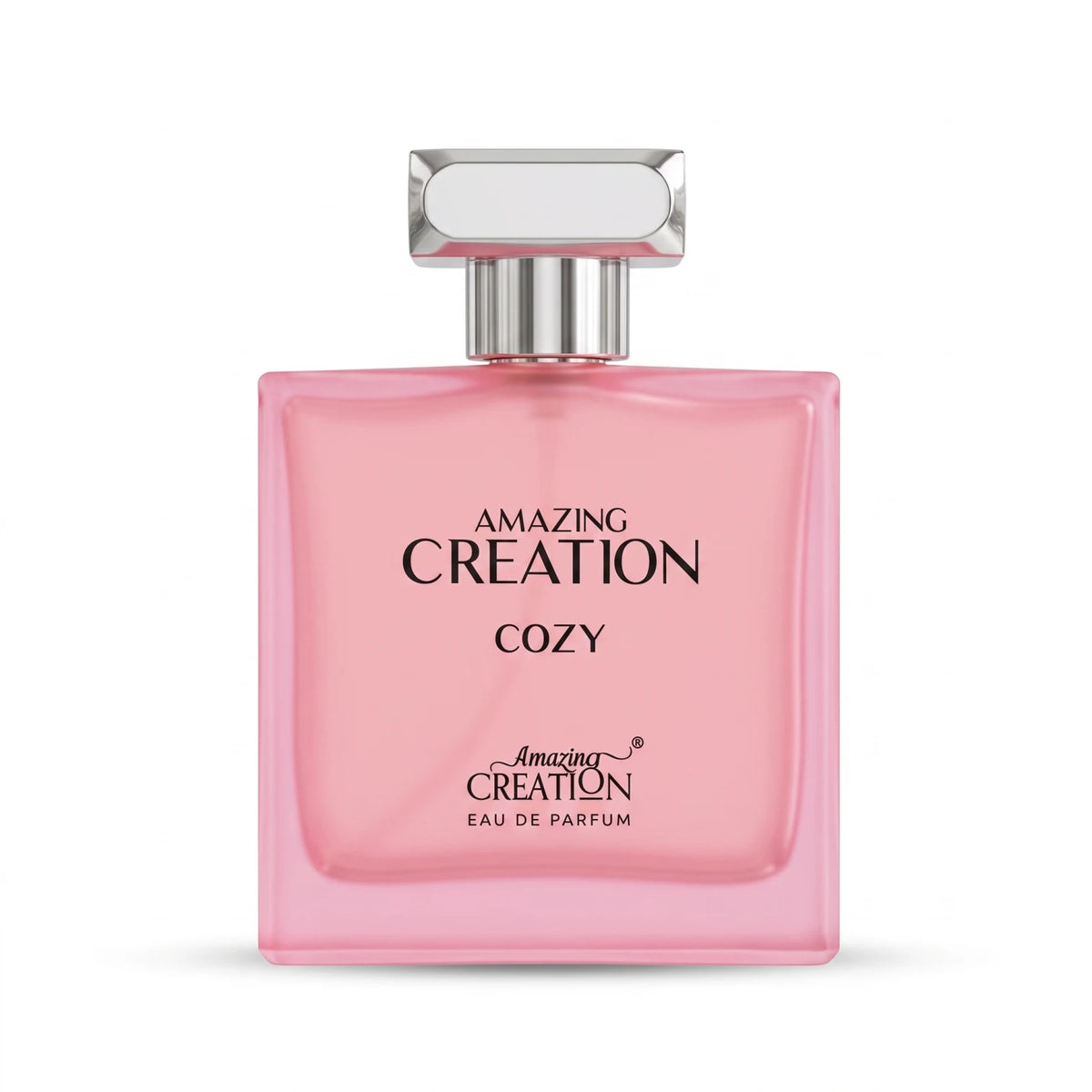 Amazing Creation Cozy Eau de Parfum 100 ML – Pink Rectangular Bottle with Metallic Silver Cap
