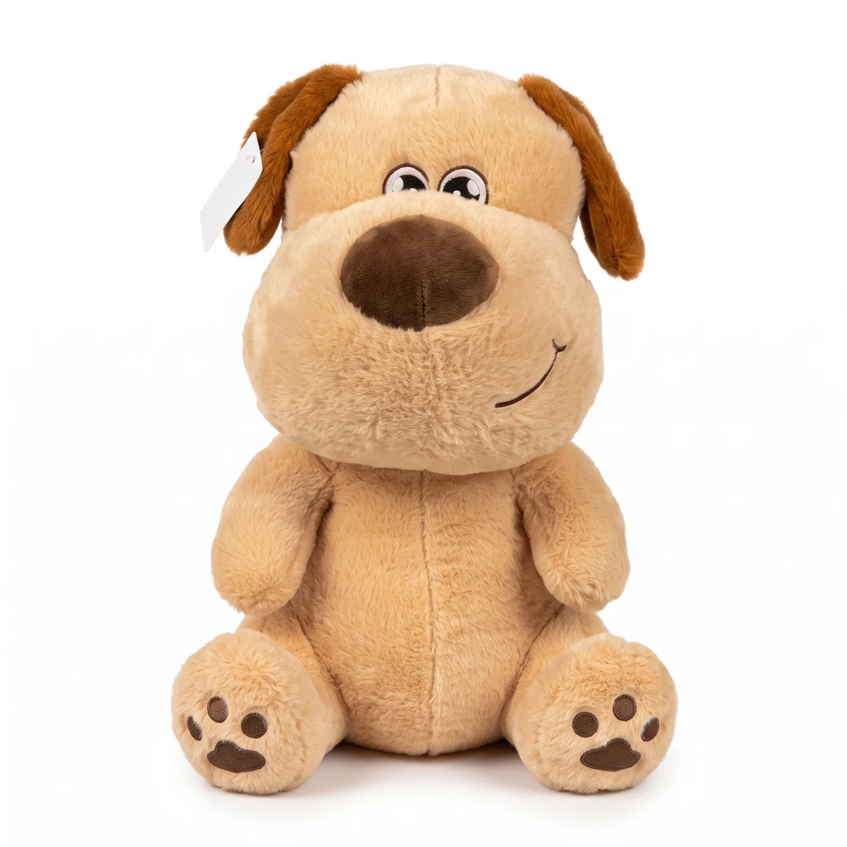 Plush Dog Toy Stuffed Animal – 45 cm Height x 30 cm Width | Seated Beige Dog with Soft Plush Fabric, Floppy Brown Ears and Embroidered Details