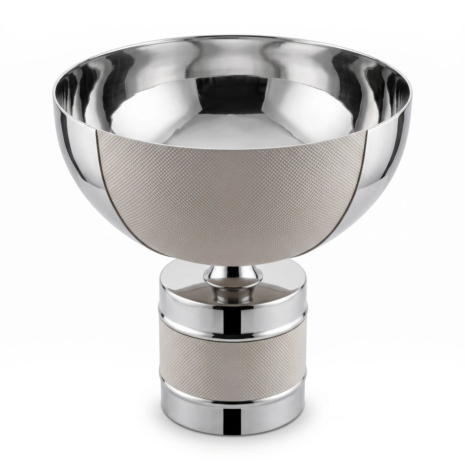 Decorative Metal Bowl with Base – 27cm Height, 26cm Width and Length | Curved Band Design with Reflective Sections