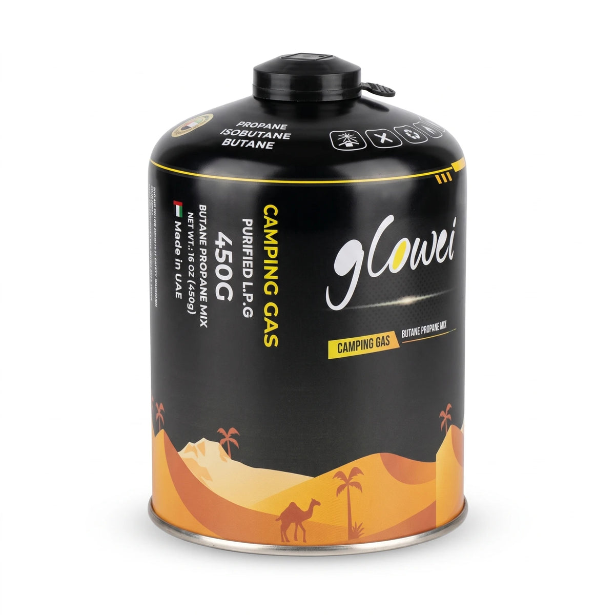 Glowei campig gas butane propane mix, 450g – Camping Gas Canister with Screw-Type Valve and Cap