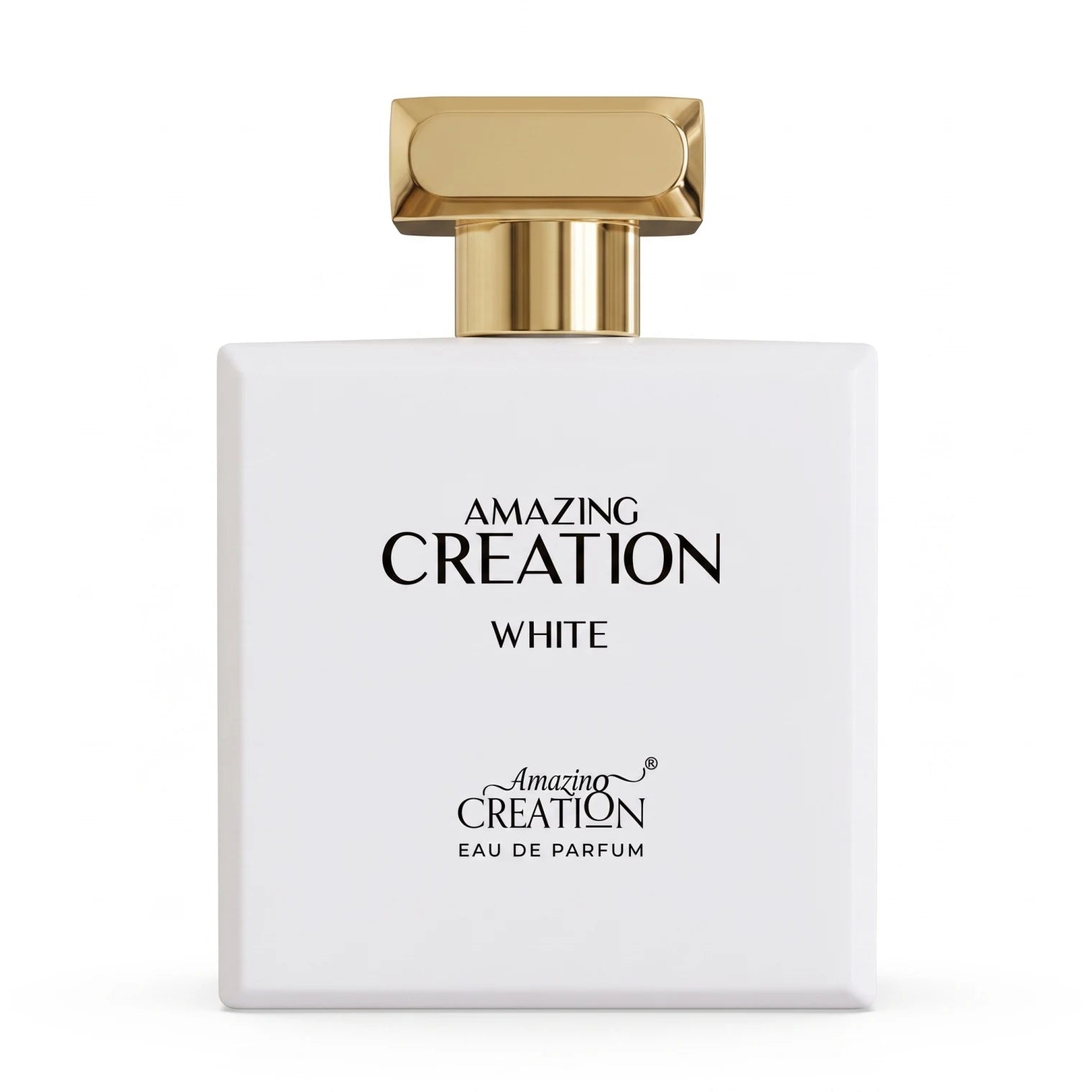 Amazing Creation White Eau de Parfum | Rectangular White Bottle with Gold-Tone Cap