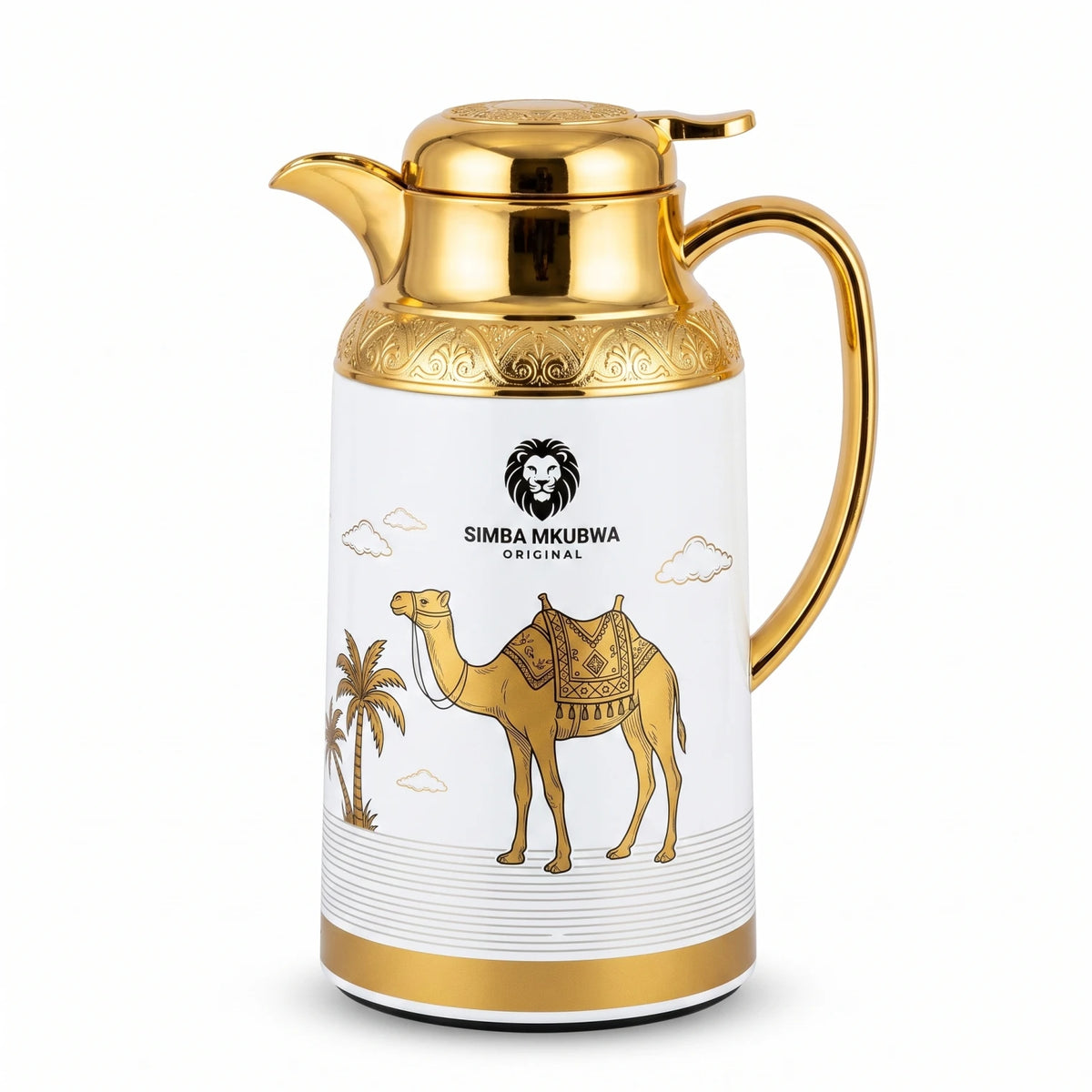 SIMBA MKUBWA Premium Vacuum Flask 1.9 Liters – Arabic Heritage Design | Keeps Drinks Hot 12 Hours or Cold 24 Hours