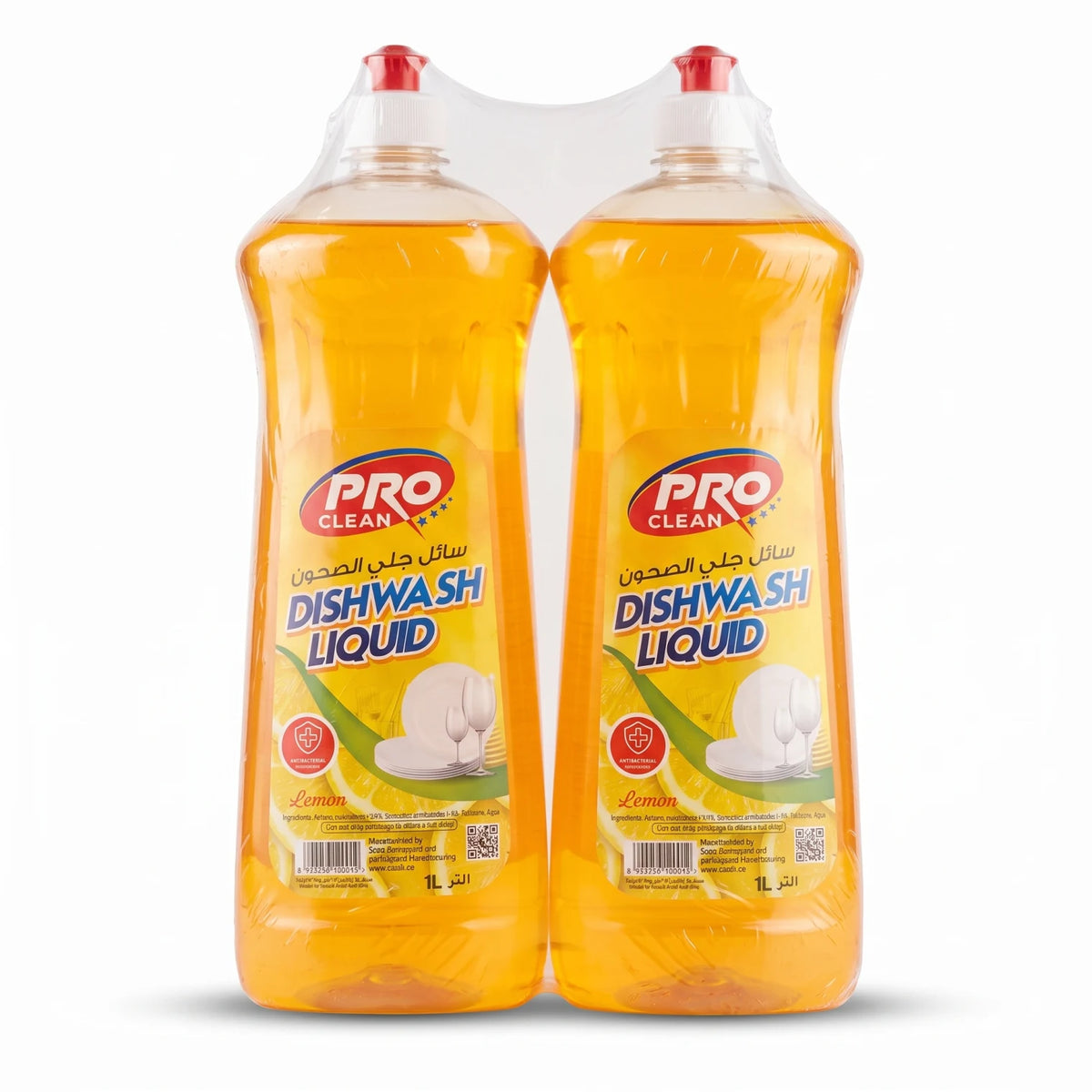 PRO CLEAN Dishwash Liquid Lemon 1L 2 Pack | Antibacterial Dishwashing Liquid with Rich Lather
