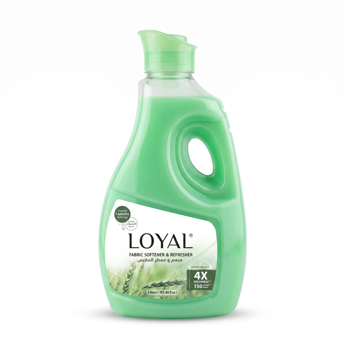 LOYAL Fabric Softener & Refresher – Green Valley, 3 Liters | Fragrance Capsules Technology | 4X Freshness | 150 Washes
