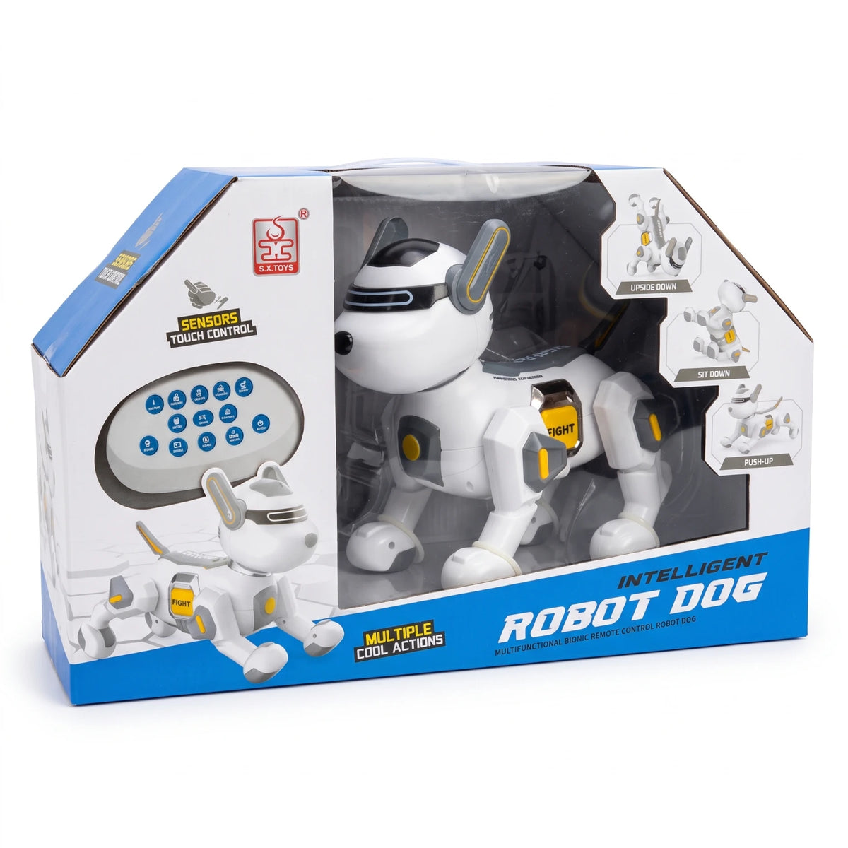 S.X.TOYS ROBOT DOG – Remote-Controlled Robotic Dog Toy | Touch Sensors | Multiple Actions | Sit Down, Push-Up, Upside Down and Fight | Bionic Remote Control