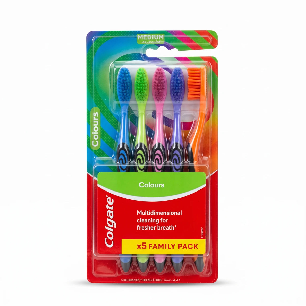Colgate 5 Pack Medium Toothbrushes – Multicolour Family Pack | Multidimensional Cleaning