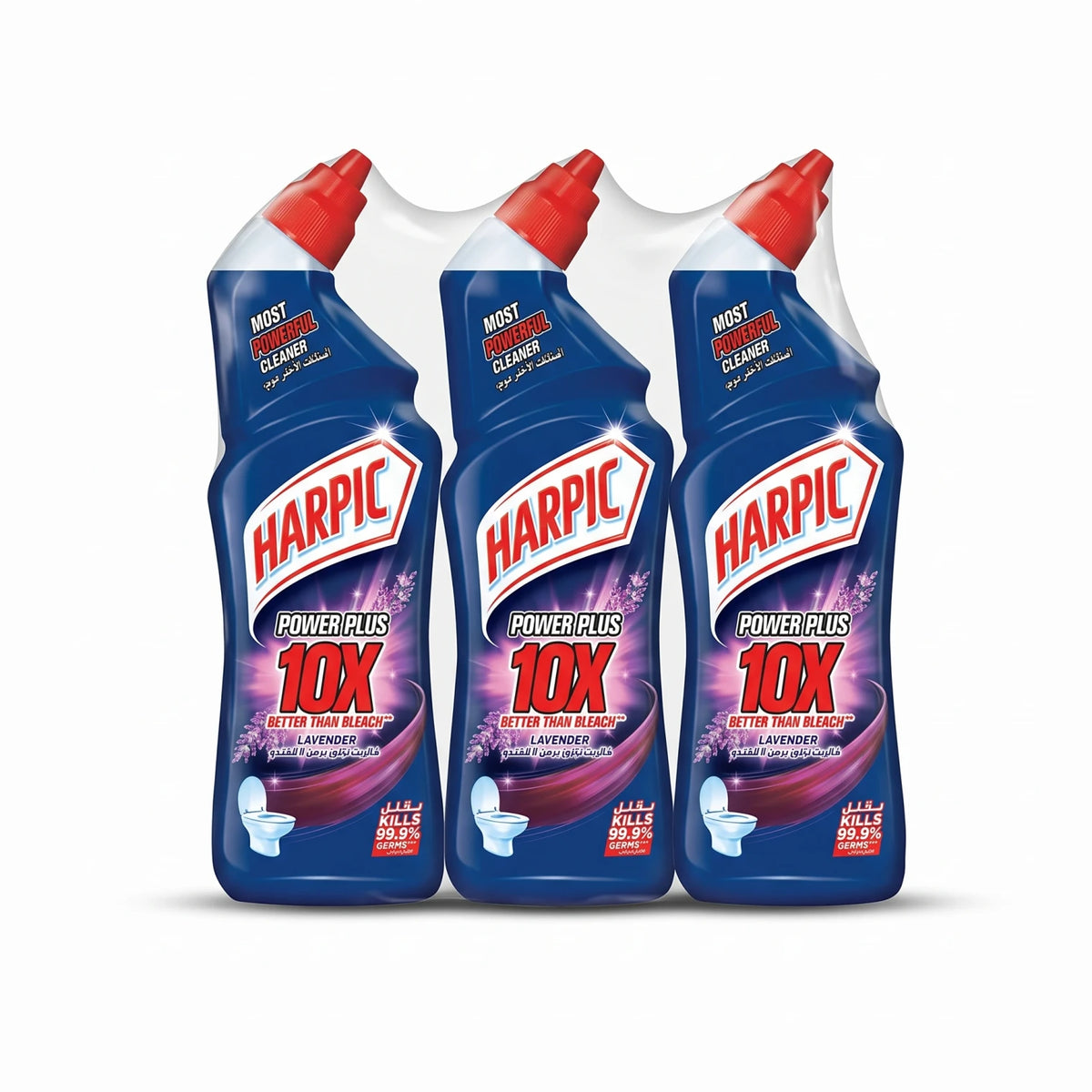 Harpic Power Plus 10X Lavender Toilet Bowl Cleaner – 3-Piece Pack | Powerful Bathroom Cleaning Formula