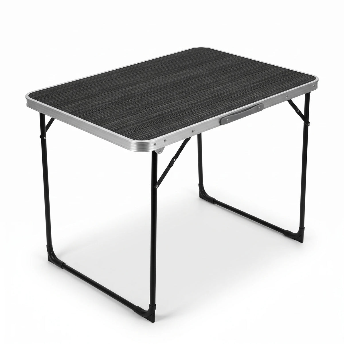 Alluminium Alloy Portable Folding Camping and Picnic Table – 80 x 60 x 70cm | Black and White Lining Texture Top