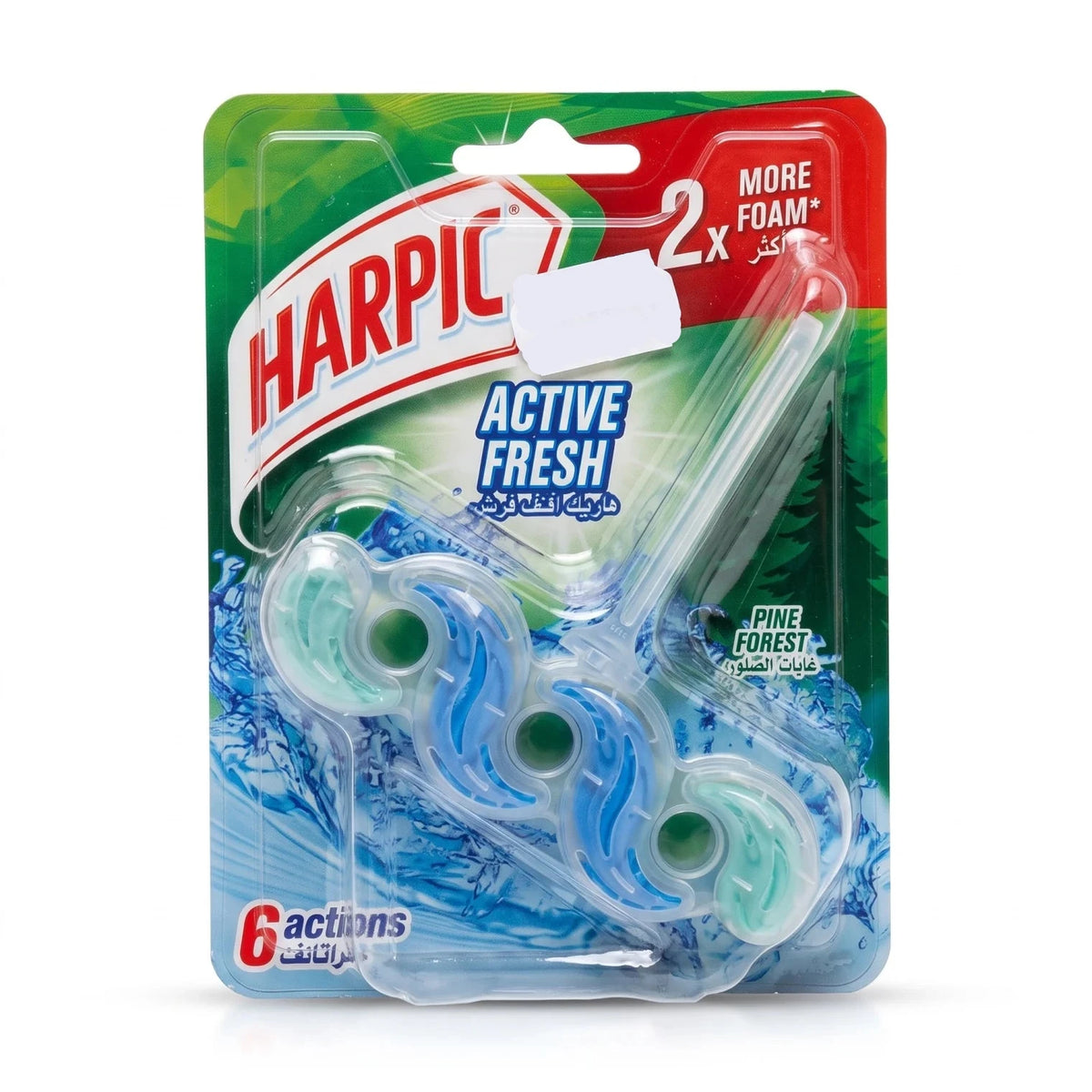 Harpic Fresh Power 6 Toilet Rim Block 35g Pine Forest – Shine, Cleaning Foam, Anti-Limescale & Fresh Fragrance