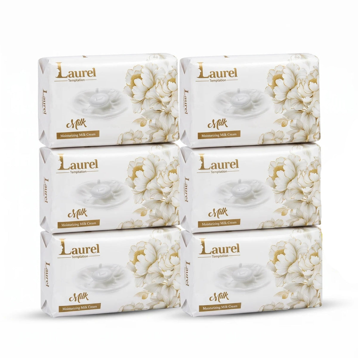 Laurel Temptation Moisturizing Milk Cream – Milk Variant, 6 Packages | White and Gold Floral Design