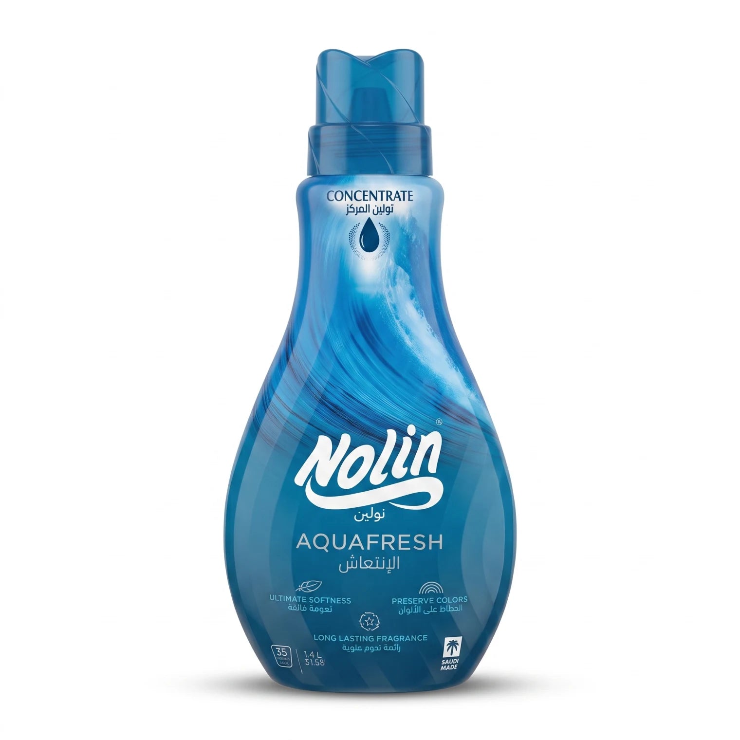 Nolin Aqua Fresh Concentrated Fabric Softener 1.4 Liters | Ultimate Softness | Preserve Colors | Long-Lasting Fragrance