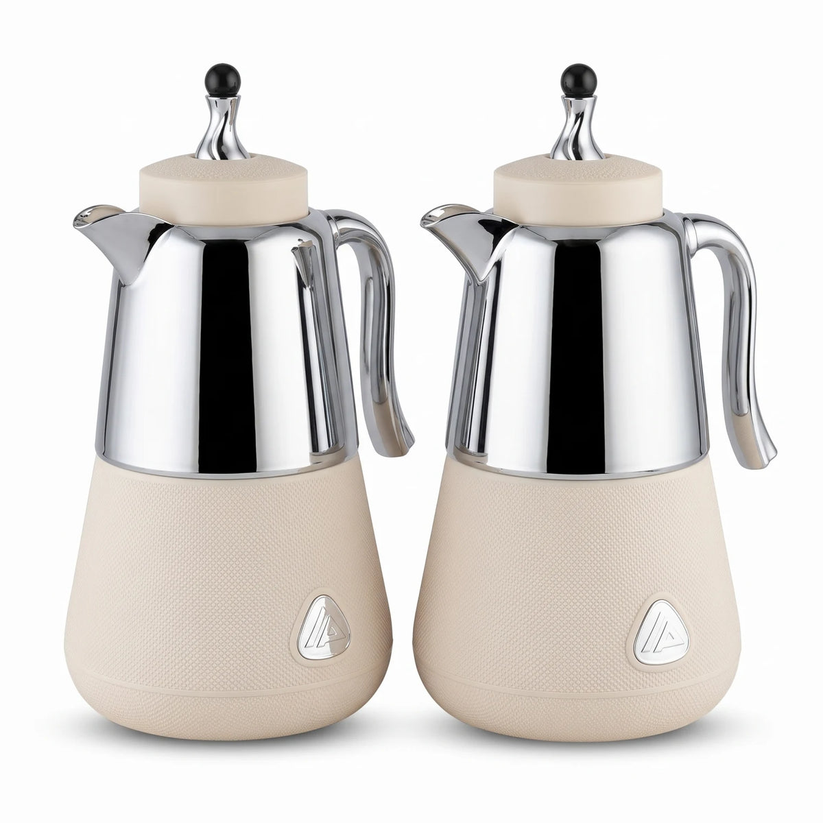 LALOZA 2-Piece Cream Textured - Silver Premium Vacuum Flask Set – 1.0L Each | Leak Proof, Hot & Cold Insulation