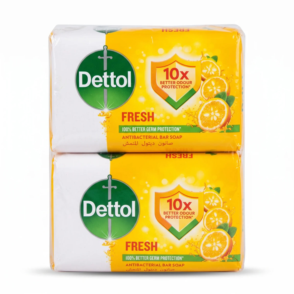 Dettol Fresh Antibacterial Bar Soap – Yellow Citrus Scent with Odour and Germ Protection Claims