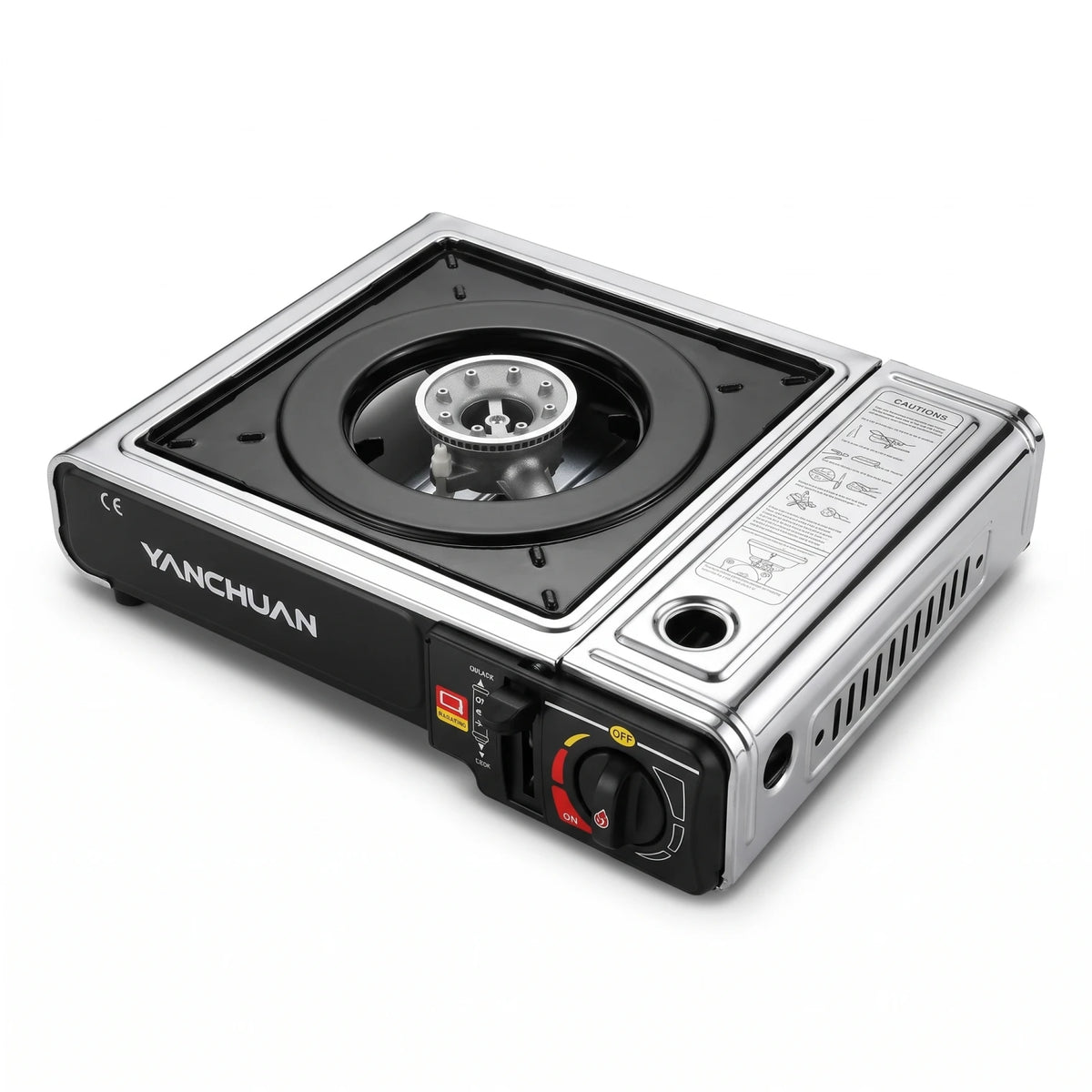 YANCHUAN Portable Gas Stove BDZ-155-A – High Heat Output, Single-Burner Black Cooktop with Rotary Control