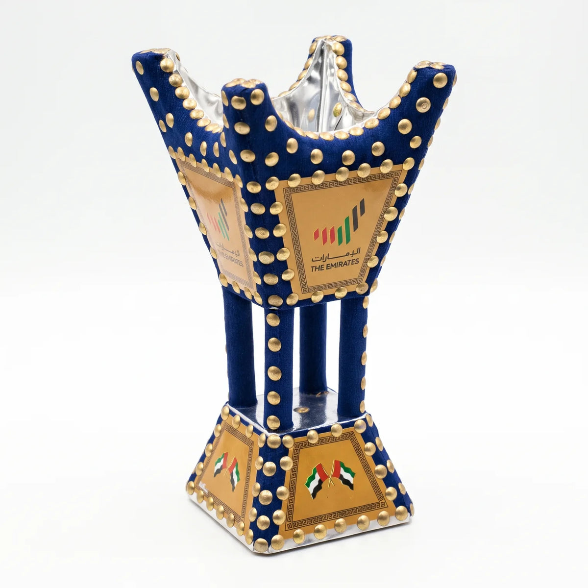 UAE Nation Brand Wooden Blue and Gold Bakhoor Incense Burner (Mabkhara) – 26cm National Day Decorative Incense Holder