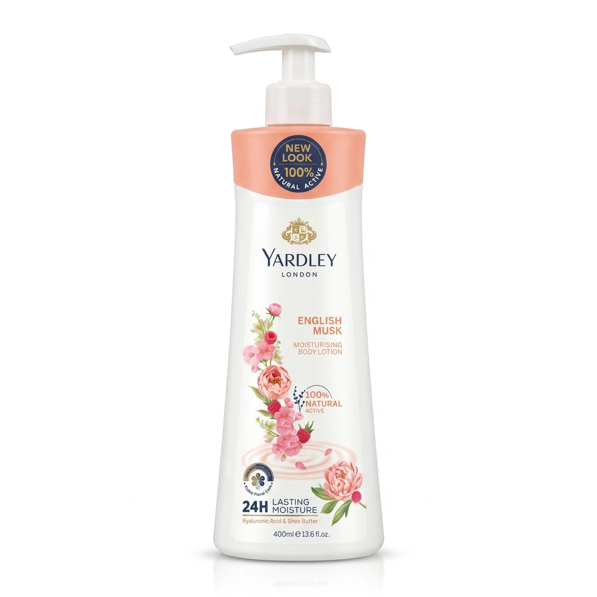 YARDLEY LONDON English Musk Moisturising Body Lotion 400ml | Hyaluronic Acid & Shea Butter | 24H Lasting Moisture