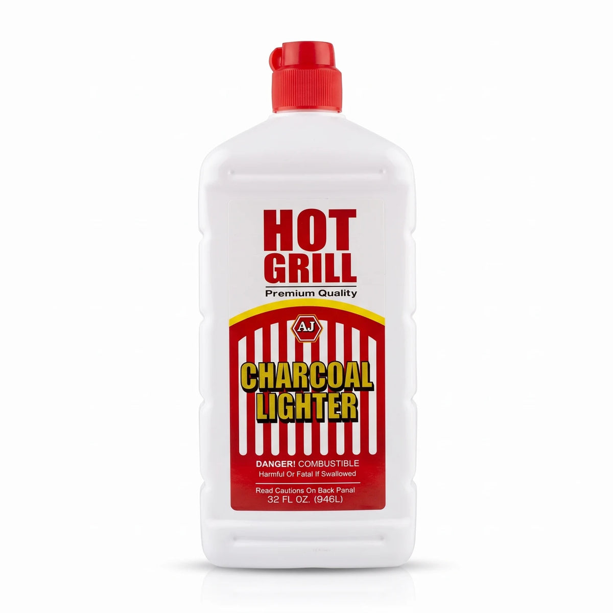 AJ Hot grill Charcoal Lighter Fluid 946ml – Red Flip-Top Cap for Charcoal Grilling