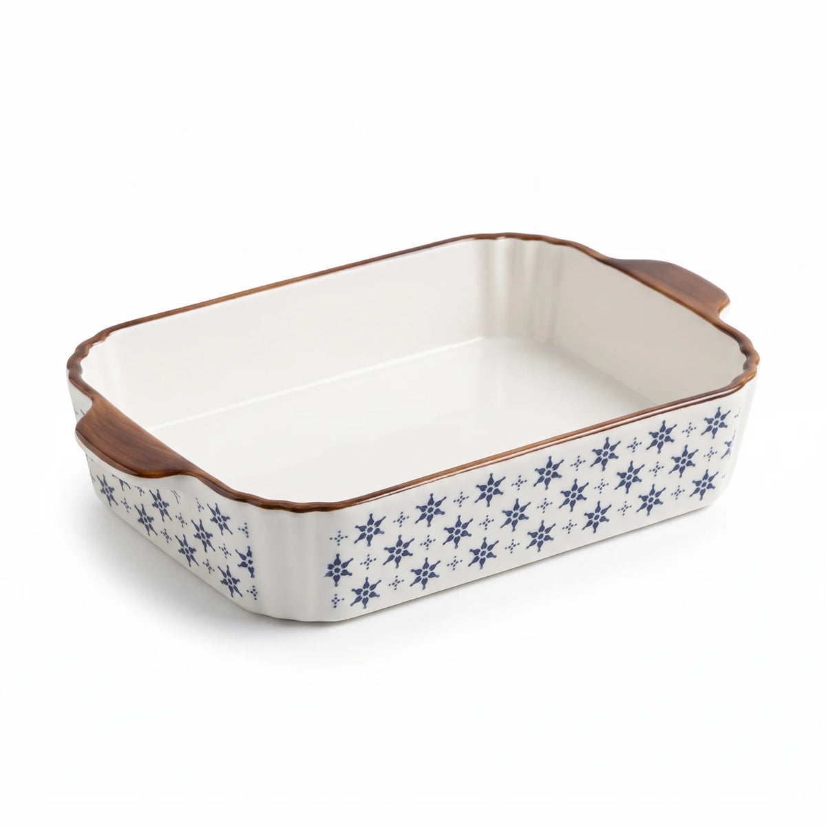 Ceramic Oven-Safe Baking & Serving Dish – 25 CM x 18 CM x 5 CM | Rectangular Bakeware with Handles | Decorative Glazed Finish | Black or Brown - Brown - Image 1