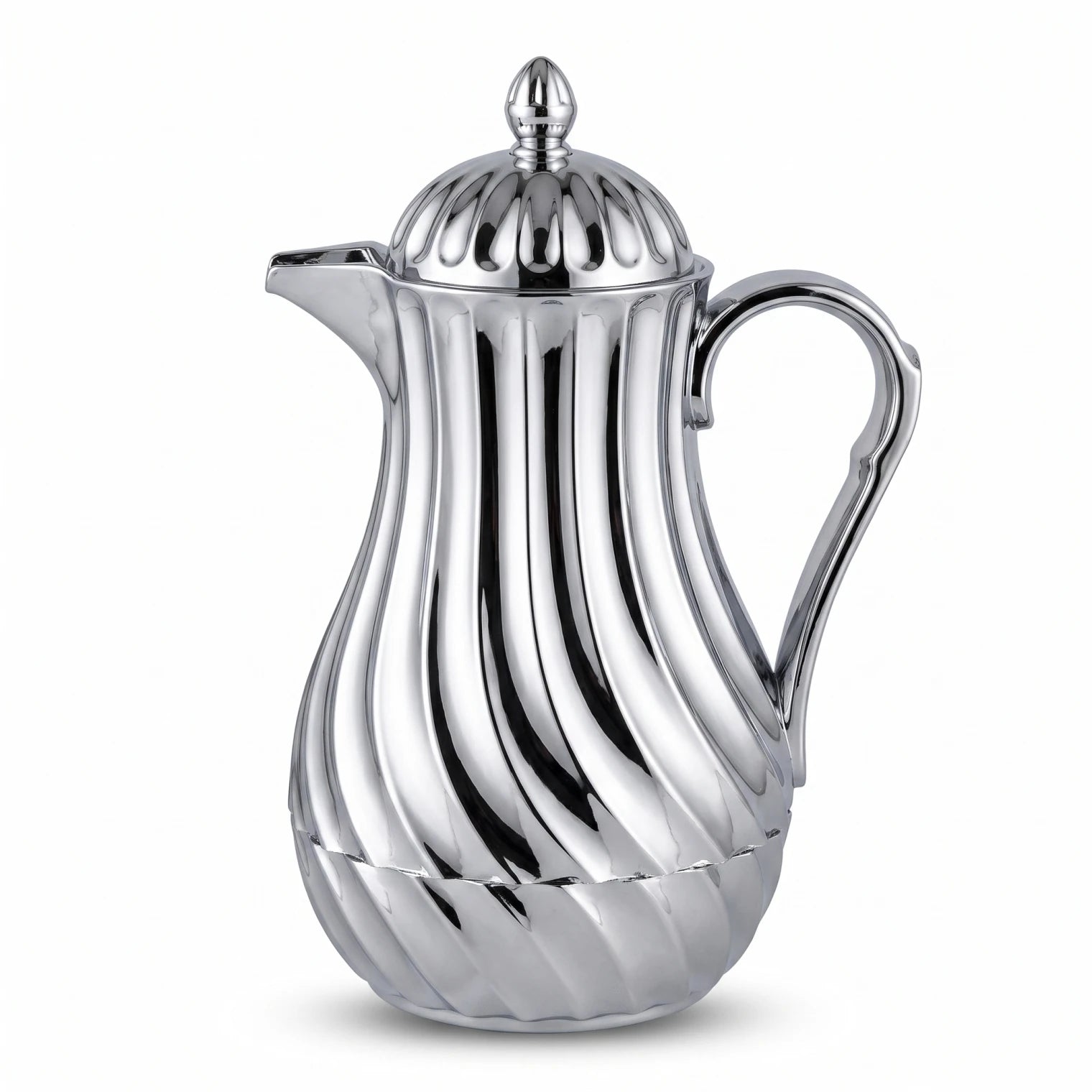 Regal Metal Vacuum Flask 1 Liters – Swirled Ribbed Design | Leak-Proof Tea & Coffee Flask | 12-Hour Hot, 24-Hour Cold