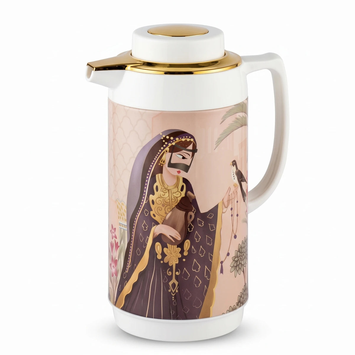 SIMBA MKUBWA Vaccum Jug 1.0 Liters – Leak Proof Tea and Coffee Flask with Arabic Women Heritage Artwork