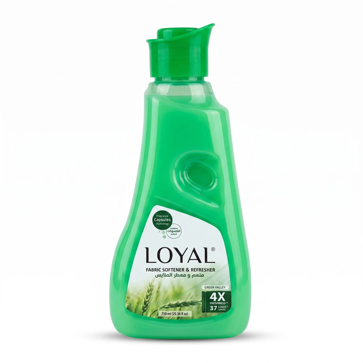 LOYAL Fabric Softener & Refresher Green Valley 750ml | Fragrance Capsules Technology | 4X Freshness | Up to 37 Loads