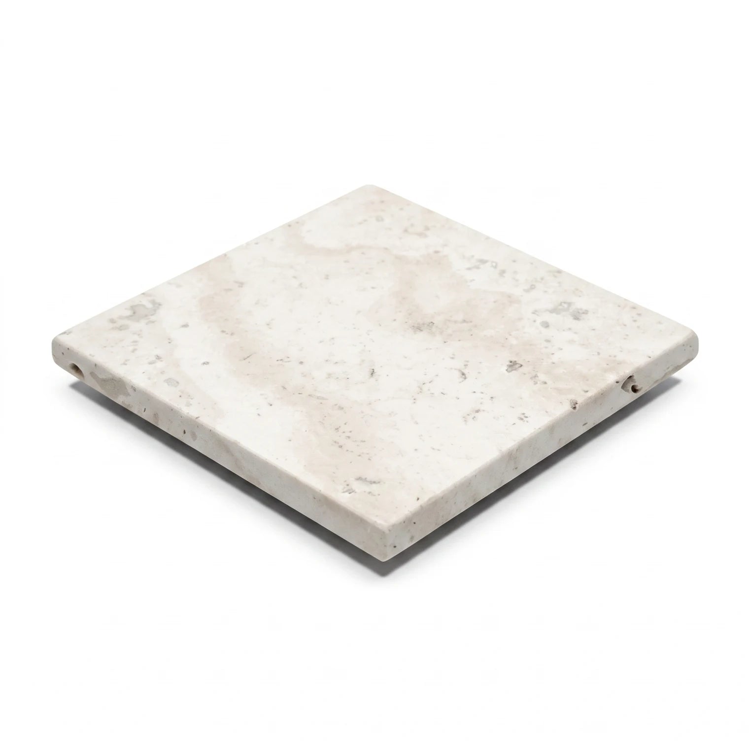 Travertine Stone Tray / Coaster – 10 x 10 x 1.5 cm Square Serving and Decorative Surface