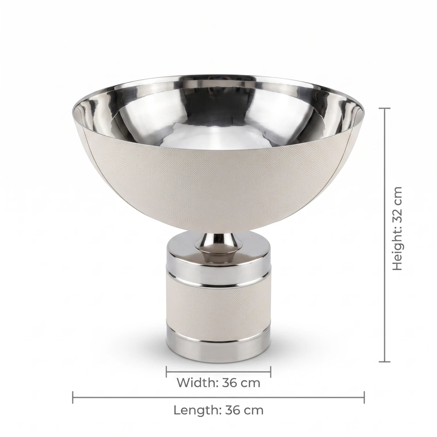 Decorative Metal Bowl with Base – 32 × 36 × 36 cm | Tabletop Display Accent