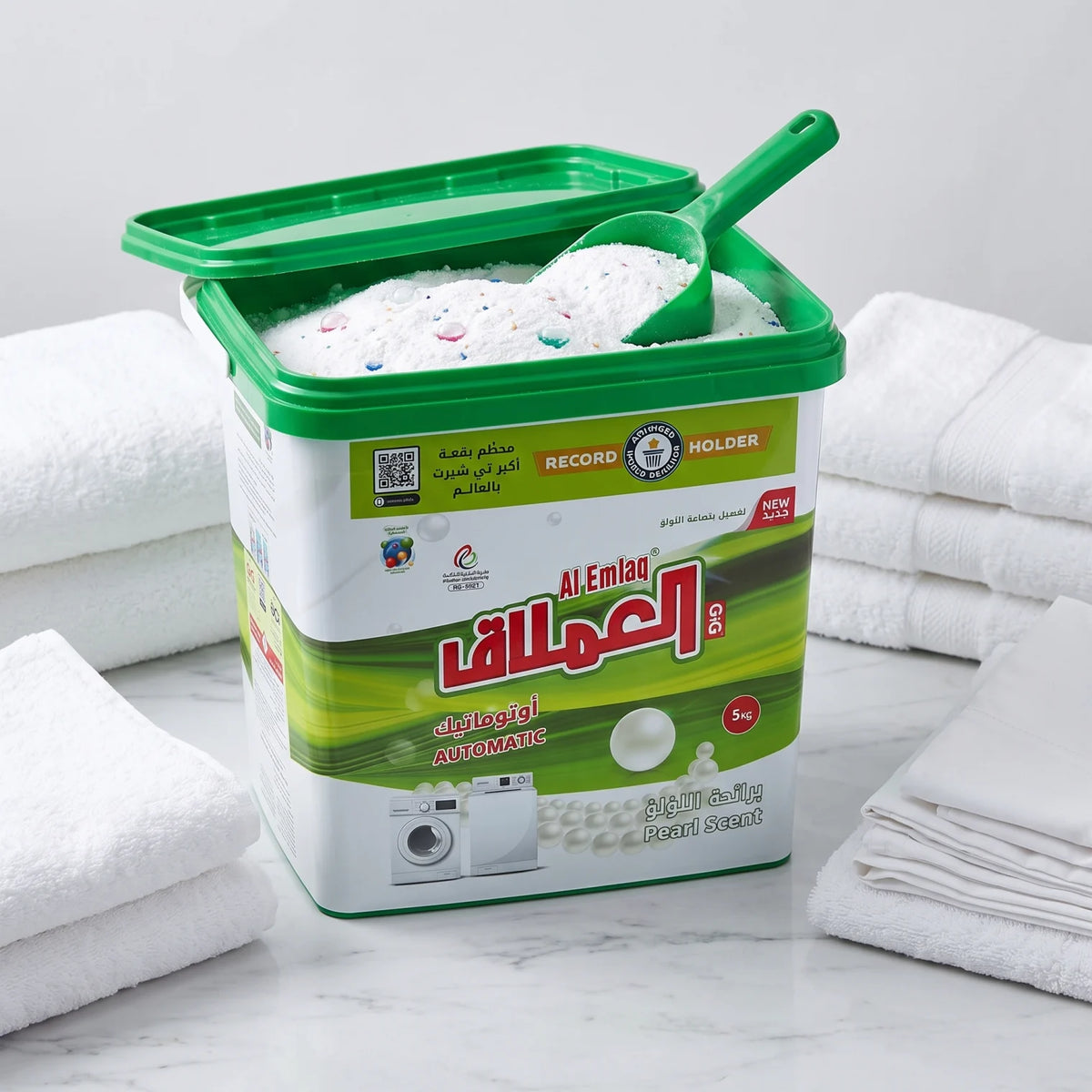 Al Emlaq Giant Laundry Detergent Powder 5 KG – Pearl Scent with Perfumed Capsules | Automatic Washing Machine Laundry Care