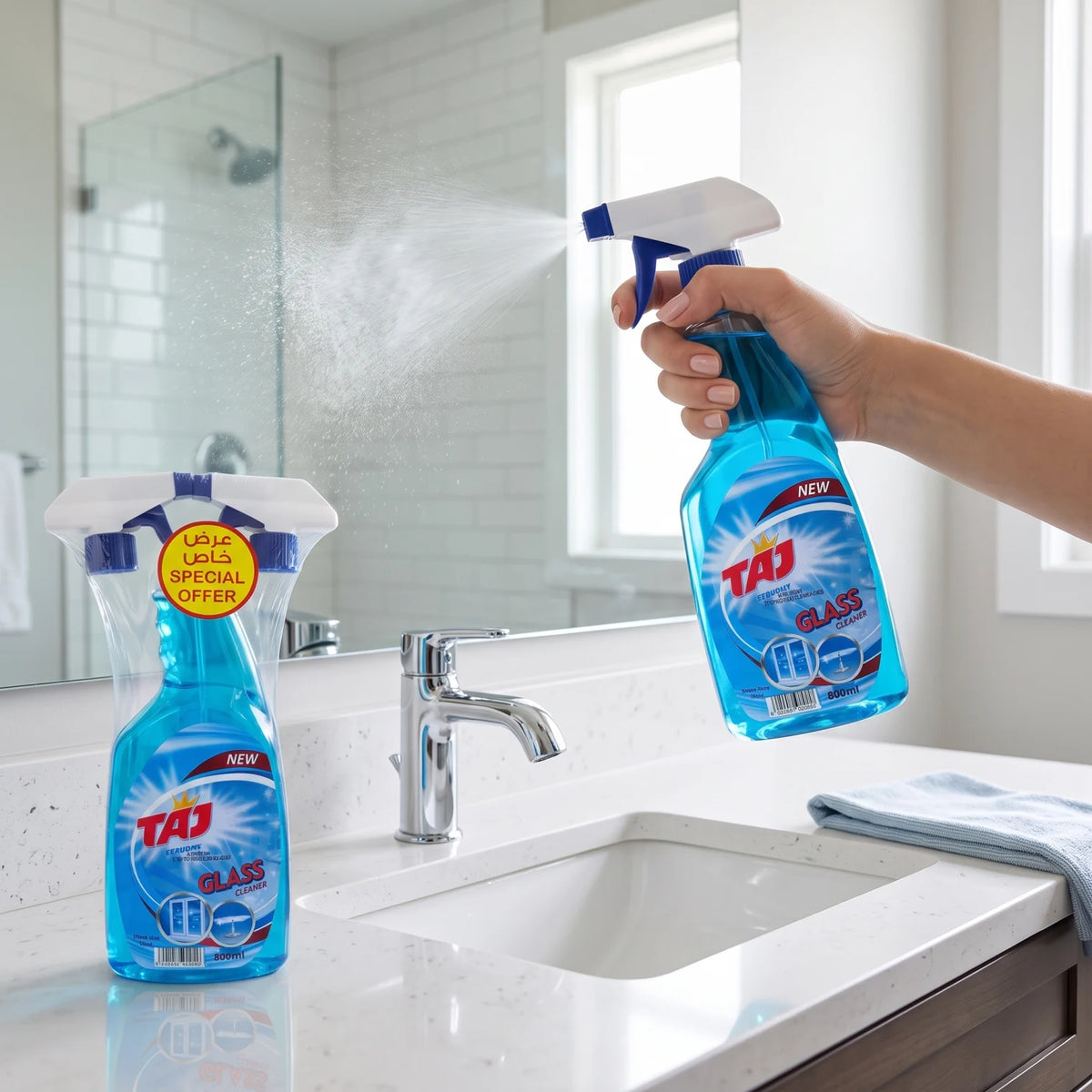 Tan Glass Cleaner – 2 x 800 ml Spray Bottles | Streak-Free Shine for Glass and Home Surfaces