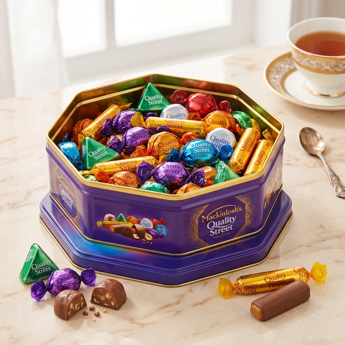 Mackintosh's Quality Street Assorted Chocolates – Decorative Purple Metal Tin with Individually Wrapped Confectionery