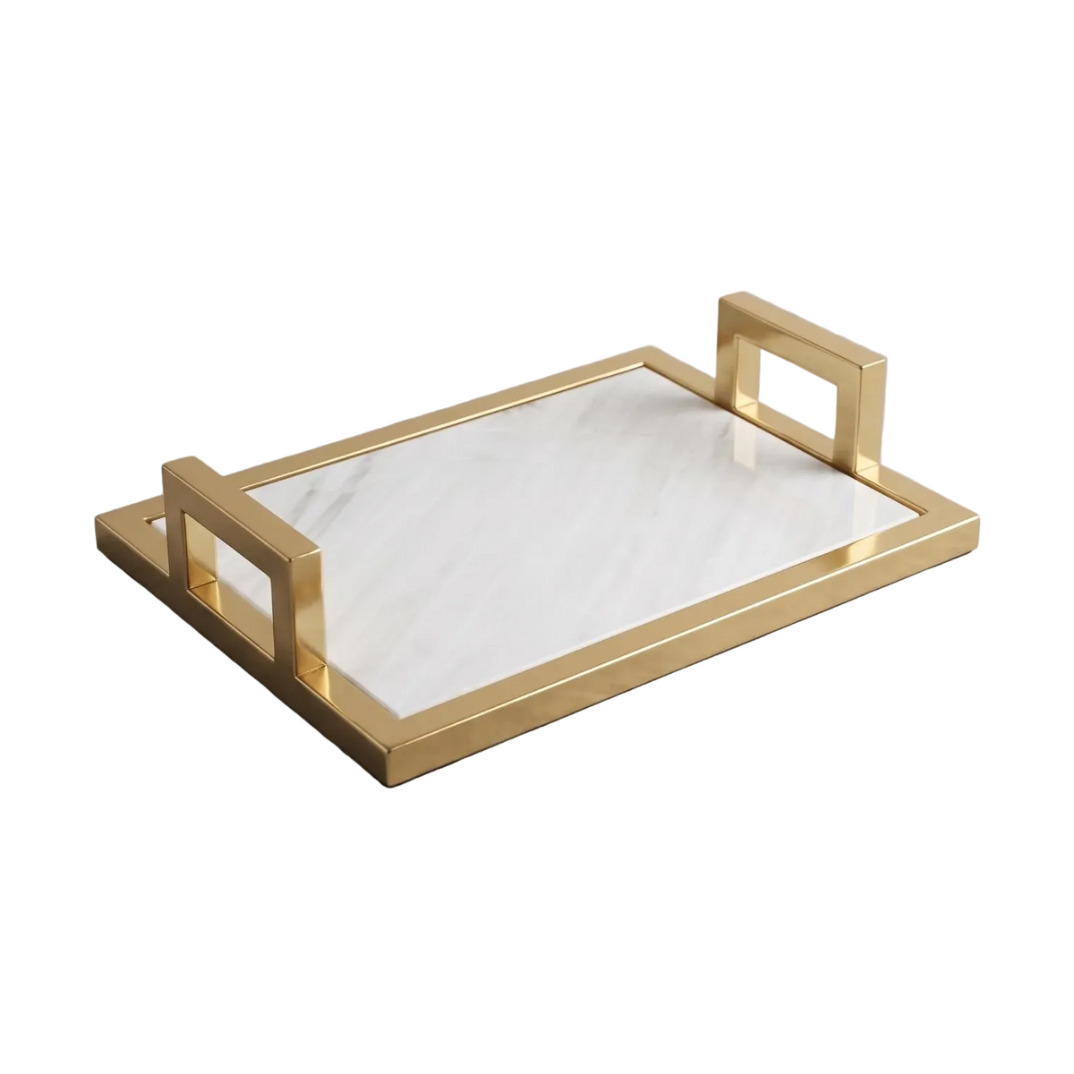 Marble Tray with Gold Handles – 40 x 30 x 8 cm Rectangular Serving and Display Tray