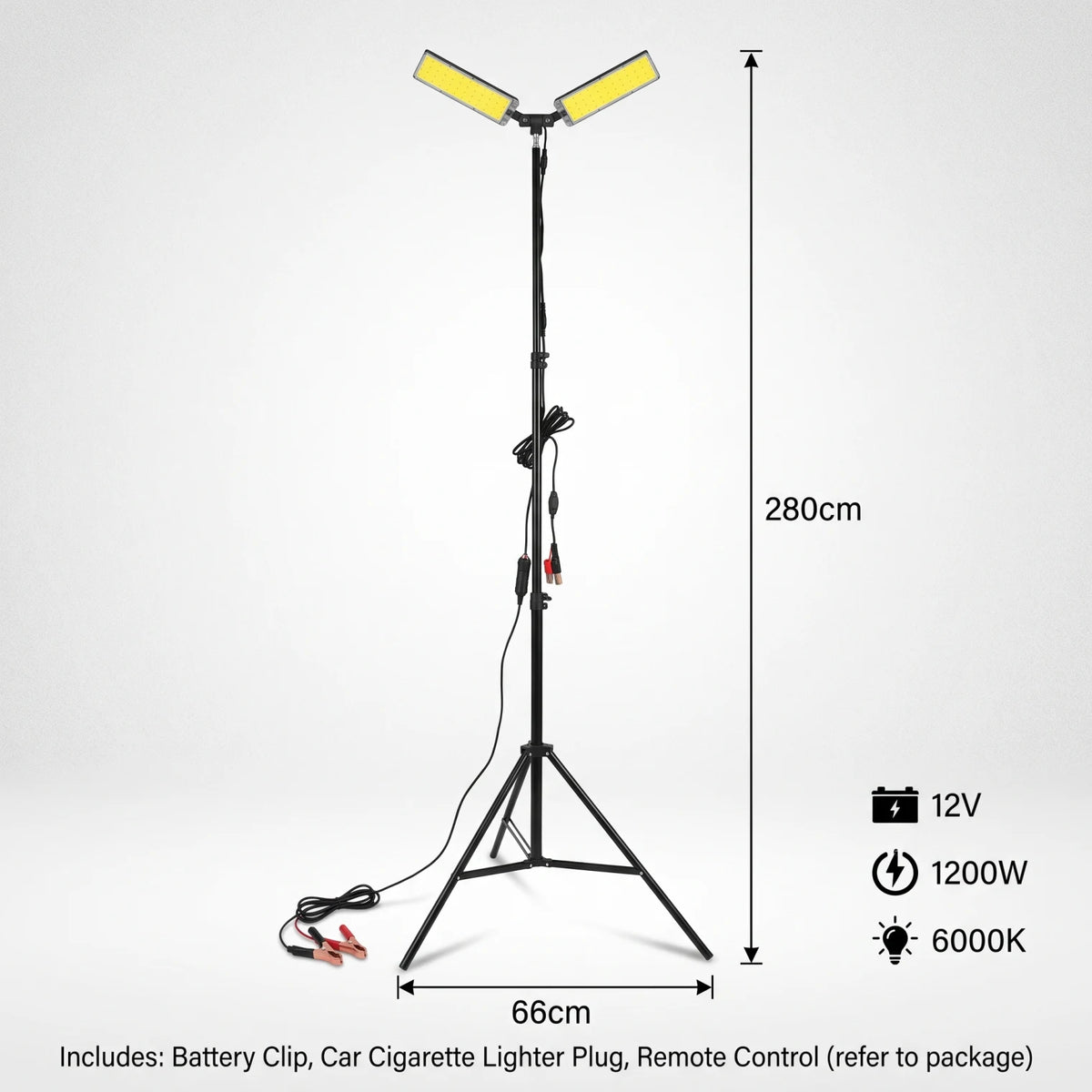 Jiham Outdoor Multifunctional Light – 280cm Full Height x 66cm Width | Tripod-Mounted Lighting Stand with Two Light Panels