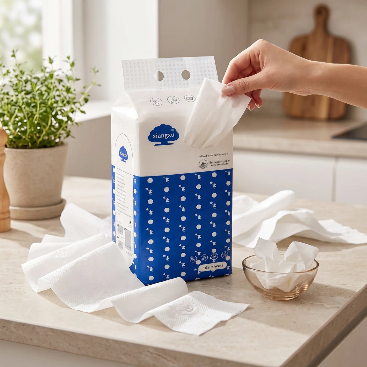 Xiangxu Household Paper Tissues – 1080 Sheets | Soft and Delicate Embossed Paper | Easy to Extract for Everyday Use
