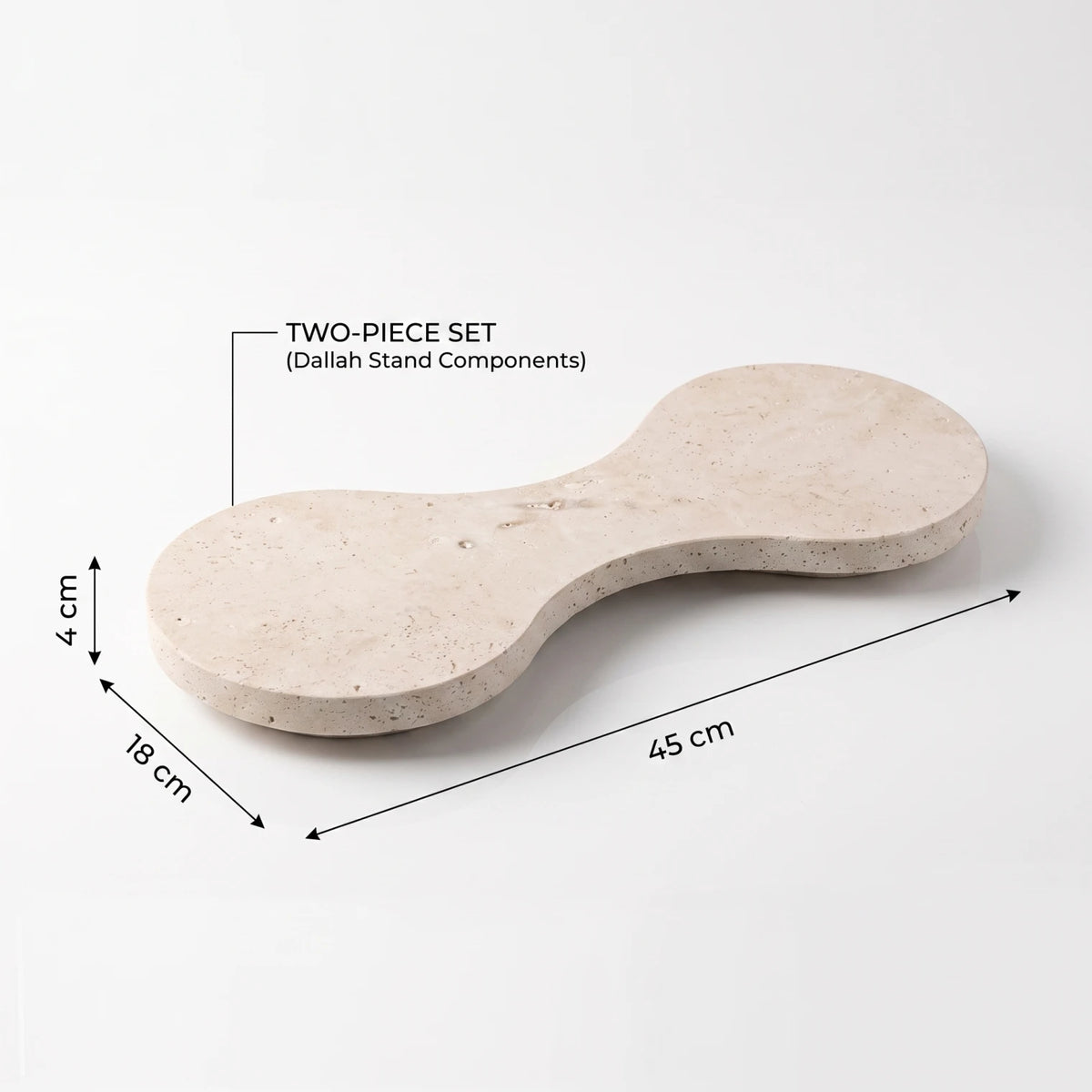 Natural Travertine Stone Two Dallah Stand – 4 x 18 x 45 cm | Two-Piece Dallah Serving Display Base
