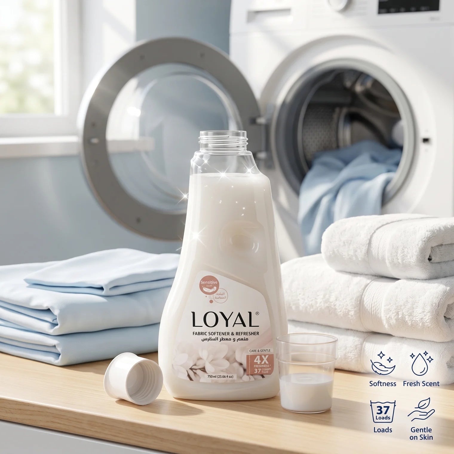 Loyal Fabric Softener & Refresher – Care & Gentle, 750ml | 4X Freshness | 37 Loads | Laundry Fabric Care