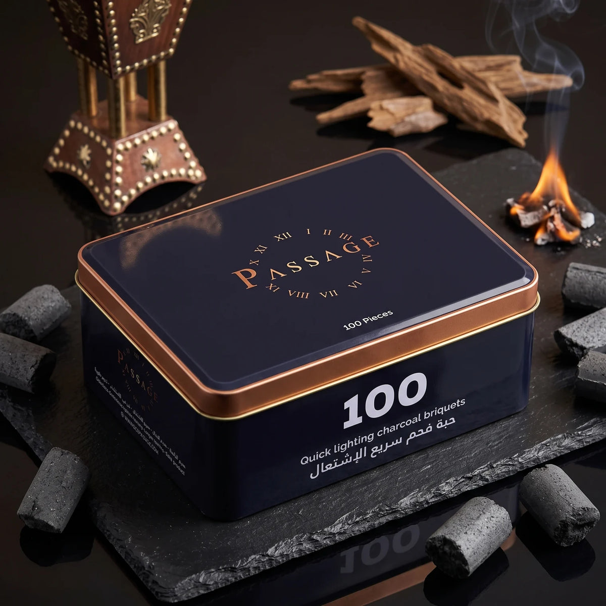Passage Quick Lighting Charcoal Briquets – 100 Pieces | Convenient Charcoal Fuel