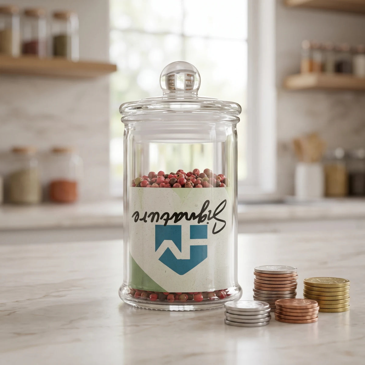 Signature Glass Storage Jar 150 Ml – Airtight Lid, Clear Glass Container with Rounded Stopper