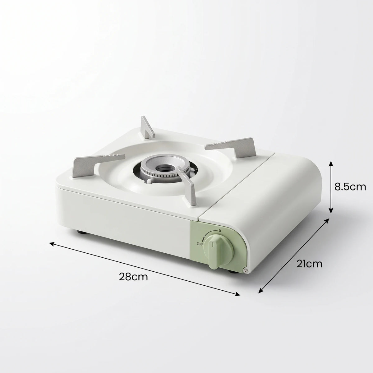 Portable Camping Stove – Single Circular Burner with Removable Pot Supports for Outdoor and Indoor Cooking, White and Light Green