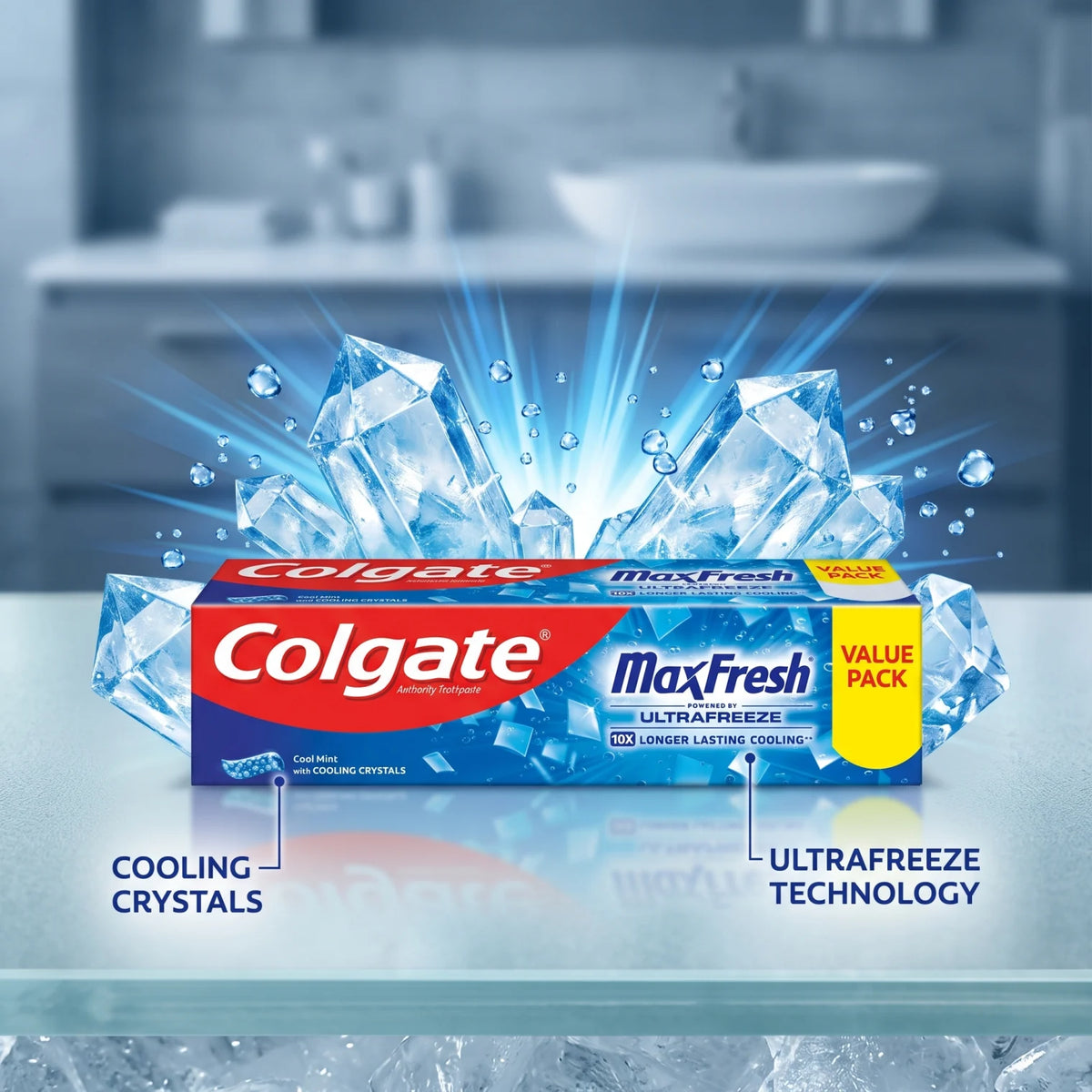 Colgate MaxFresh Cool Mint Toothpaste 150 ml Value Pack – Anticavity Toothpaste with Cooling Crystals, XTRA FRESH, 10X Longer-Lasting Cooling