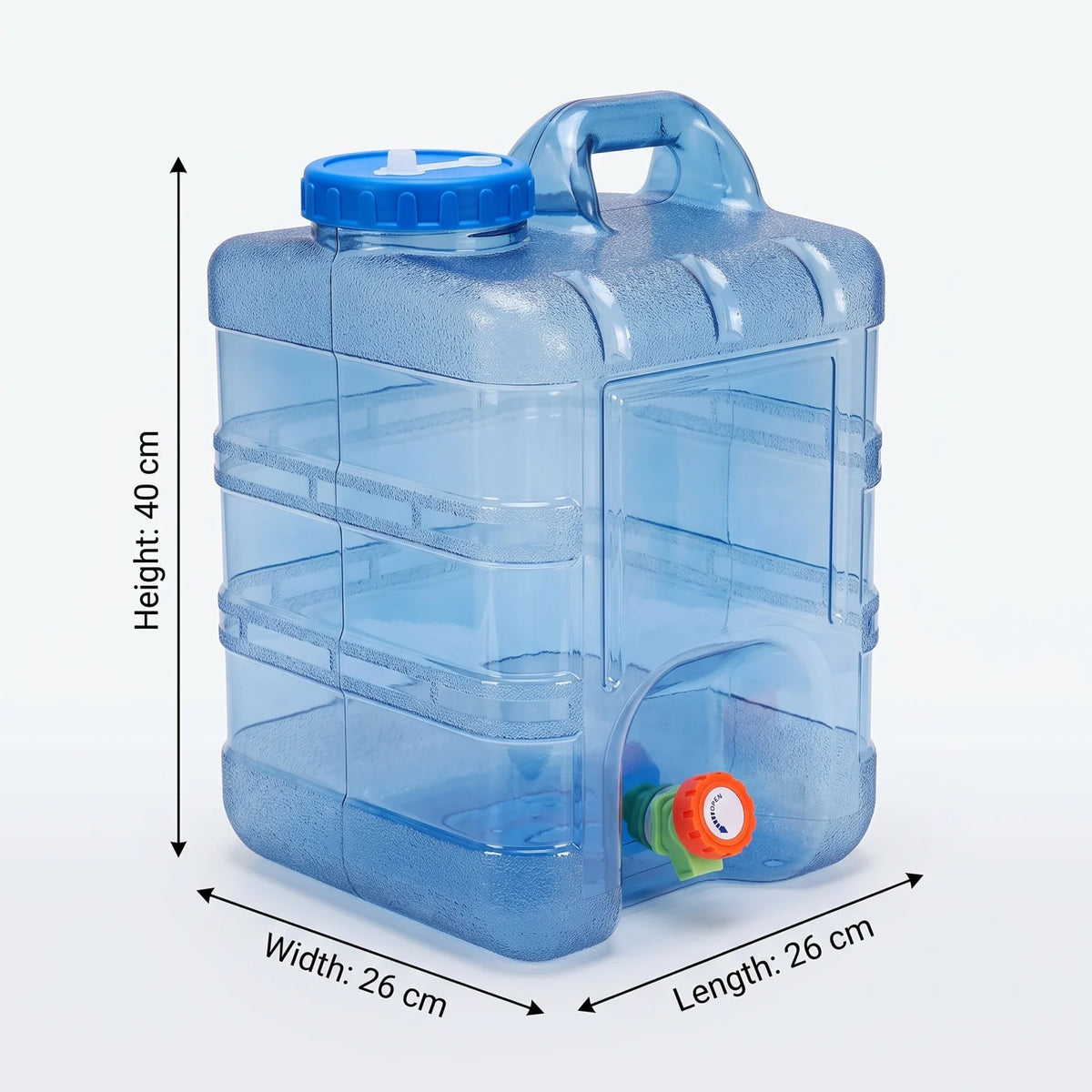 Portable Camping Water Container with Tap – 20 Liters or 24 Liters Blue Plastic Jerry Can with Carry Handle and Screw-On Lid - 20 Liters - Image 2